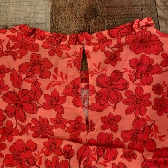 New look maternity long sleeve frills red floral mini dress -14 - Picture 8 of 9